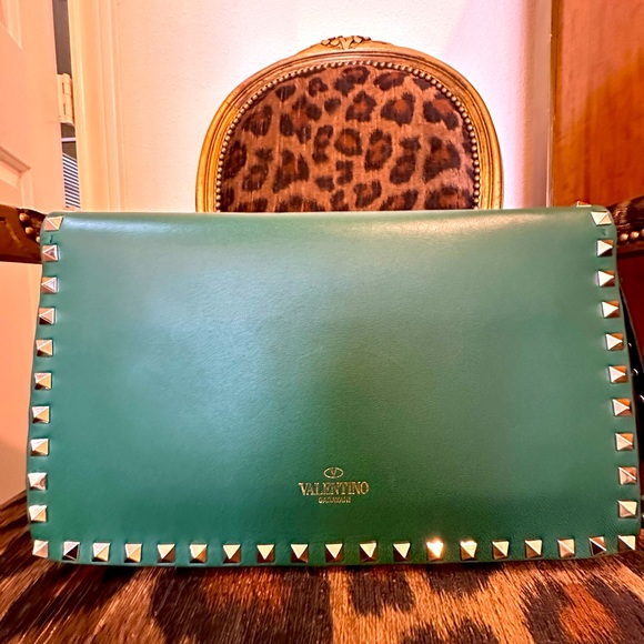 Valentino Handbags - Valentino Rockstud SUPER Soft and Supple Clutch FOREST Green Great Condition